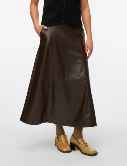 Vero Moda Vmolive Hw Coated Ankle Skirt Prm Khaki green XS