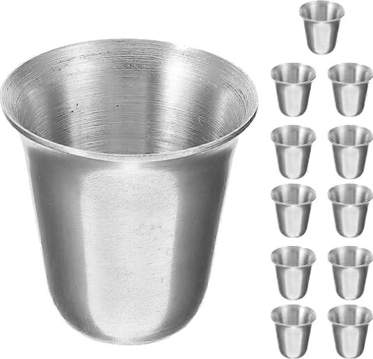 12 stk. Nattverdsbeger i rustfritt stål, stablebare, hellige nattverdsrekvisitter, religiøs seremoni, drikkekar, bærbar metallkirkeware (FMY)
