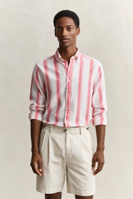 Stripete skjorte i linblanding ROSE RED XL