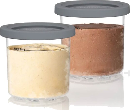 Ninja 2-pakning Glassbeholdere til NC300 Iskremmaskin Klar/Grå, 470 ml Ninja 2-pakning Glassbeholdere til NC300 Iskremmaskin Klar/Grå, 470 ml