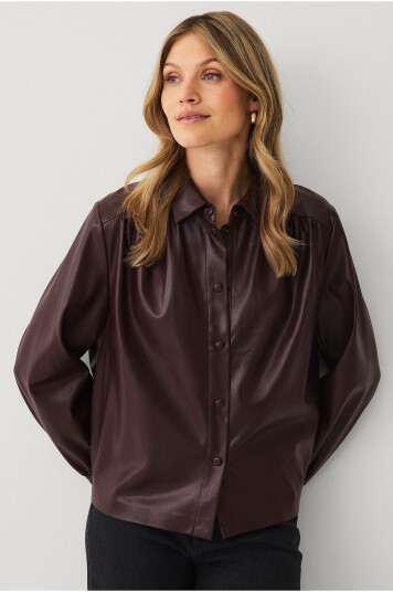 Ellos Collection Skjorte i PU Brun
