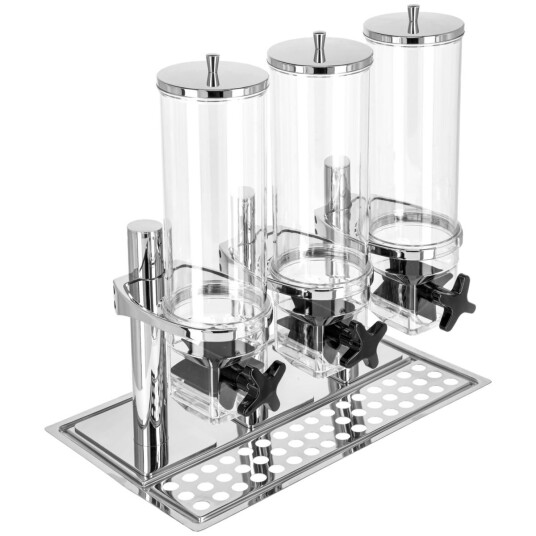 VEGA Müslidispenser Hamshire trippel GN 1/1; 12l 53x32.5x56.2 cm LxBxH; Sølvfarge