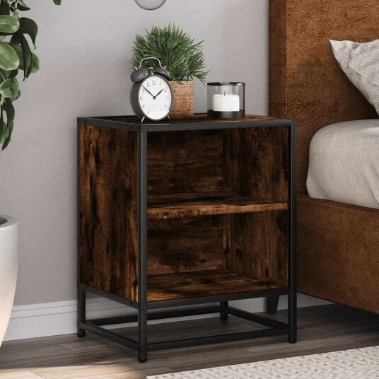 Nattbord røkt eik 40x31x50 cm konstruert tre og metall 8721102837623