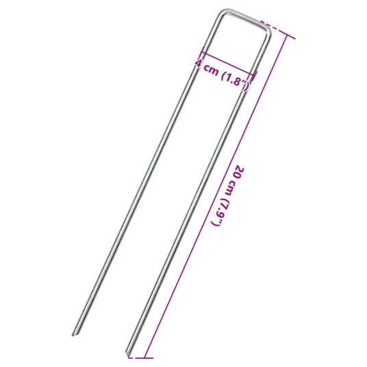 Jordplugger U-formet 50 stk 20x4 cm galvanisert stål Jordplugger U-formet 50 stk 20x4 cm galvanisert stål