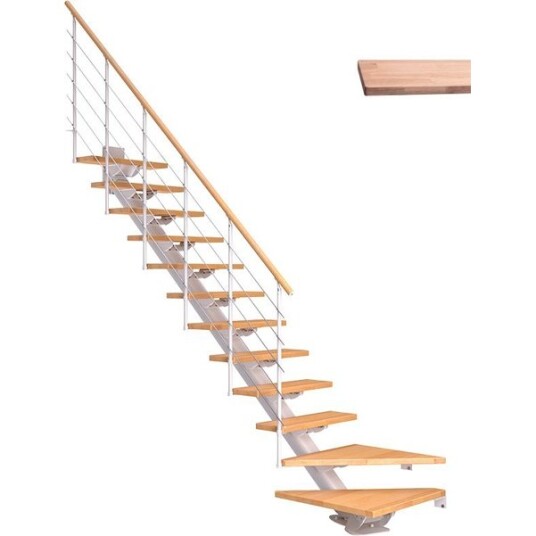 Dolle Sydney L trapp Hvit 9016 style 6 hvitoljeret Eik 85 11   Loddret Høyde 222 270cm