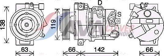 AVA COOLING SYSTEMS HYK452 AC-kompressor