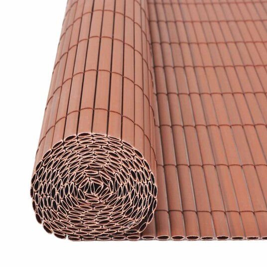 vidaXL Dobbelsidet hagegjerde PVC 90x500 cm brun