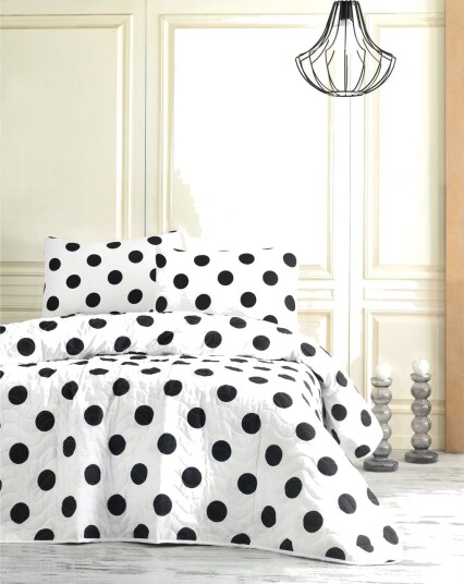EnLora Home Sengeteppe Enkelt 160x220+Putetrekk Quiltet Svart/Hvit