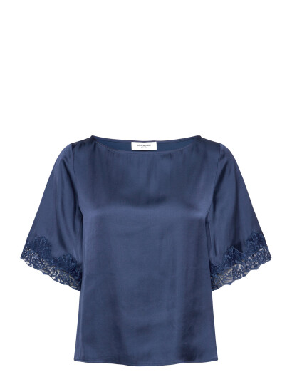 Rosemunde Rwsatina Ss Lace Boatneck Blouse - Navy - 34 Rosemunde Rwsatina Ss Lace Boatneck Blouse - Navy - 34