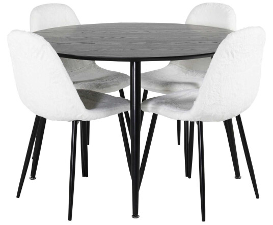 Venture Design Dipp & Polar spisegruppe Svart/hvit 4 st stoler & bord 115 cm
