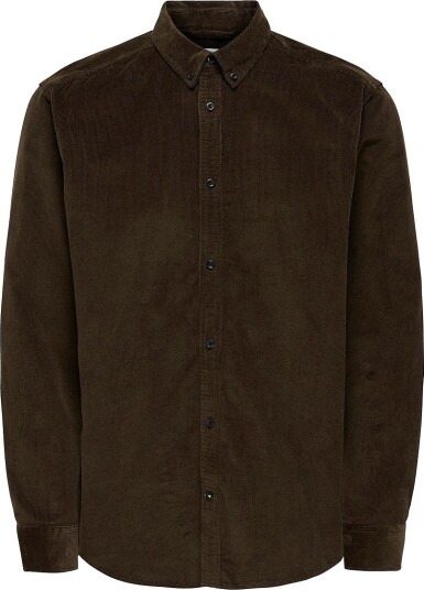 ONLY & SONS   Manchester skjorte  Onsmichael 18w Reg Cord Stretch Ls   Natur