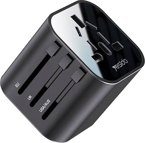 Yesido Yesido Universal Adapter Mc09 Uk/Eu/Us/Au Max 8A Svart