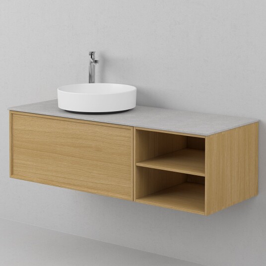 INR Iconic Nordic Rooms Air Wood Servantskap Hel Front med 2 Skuffer og Åpen Oppbevaring H350xd450mm Natural oak / 120cm Høyre