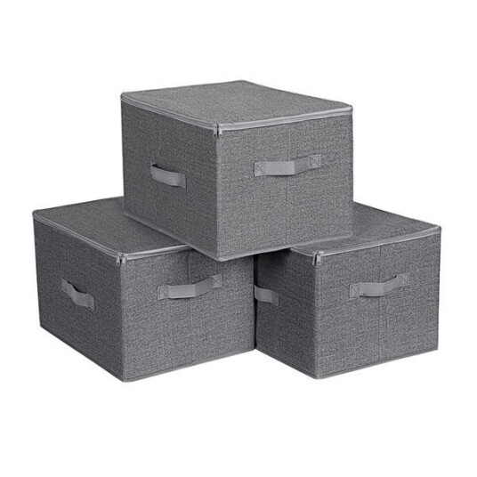 Sammenleggbare oppbevaringsbokser i filt 3 pk 40 x 30 x 25 cm