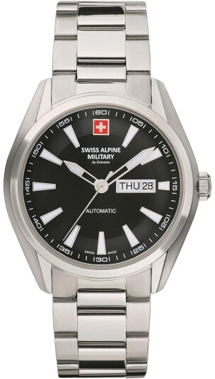 Swiss Alpine Military Herreklokke 7090.2137 Automatic Sort/Stål Ø43