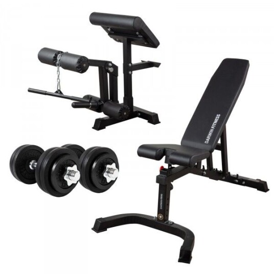 Darwin Fitness Darwin treningsbenk FB90 og to håndvekter 15 kg