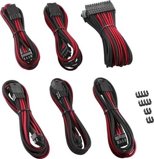 Cablemod Pro ModMesh Forlengerkabelsett 24-pin ATX, 4+4-pin EPS, 6/8-pin PCI-E Svart/Rød Cablemod Pro ModMesh Forlengerkabelsett 24-pin ATX, 4+4-pin EPS, 6/8-pin PCI-E Svart/Rød