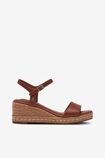 Tommy Hilfiger Sandaletter Mid Wedge Espad Leather Brun Tommy Hilfiger Sandaletter Mid Wedge Espad Leather Brun