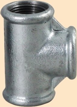 Hydroland Reduserende T-Stykke Galvanisert 1"X1/2"X1" Støpejern