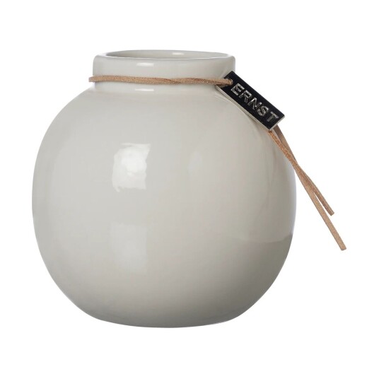 Ernst glasert vase hvit Ø 10 cm