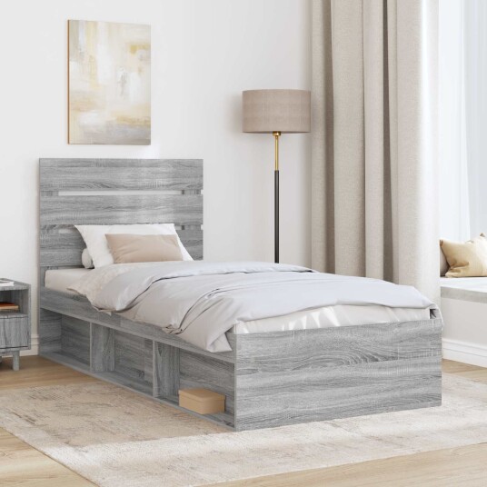  Sengestamme med hodegjerde Grå Sonoma 75 x 190 cm Massiv furu