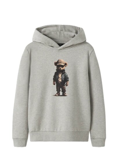 LMTD Nlmnamse Ls Bru Sweat W. Hood Grey 146 152