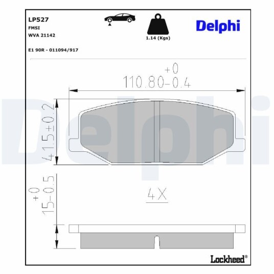Bremseklosser DELPHI LP527