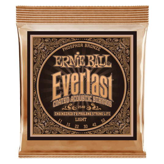 Ernie Ball Everlast belagt fosforbronse gitarstrenger akustisk Light 011-052 Ernie Ball Everlast belagt fosforbronse gitarstrenger akustisk Light 011-052