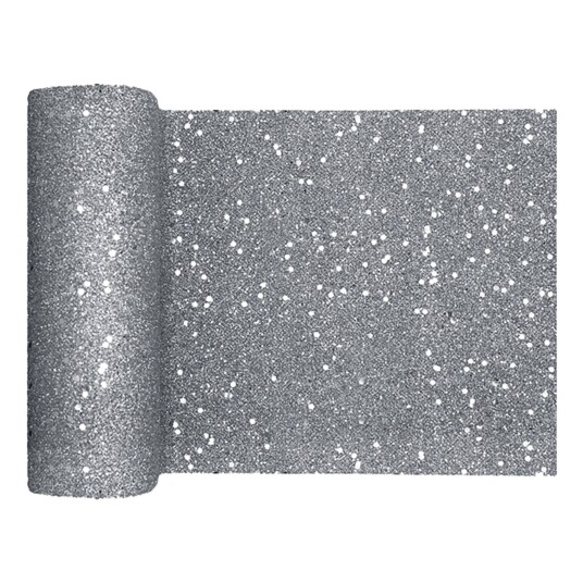 Santex Bordløper Tykk Sølv Glitter