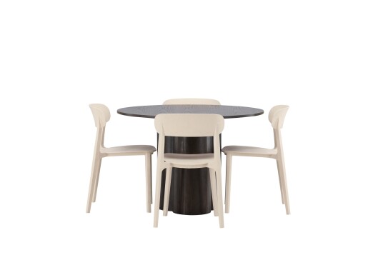 Venture Home Olivia Spisegruppe 110 cm Rund med 4 Åstol Stoler Beige