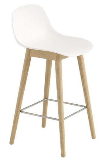 Muuto Fiber Barstol WOOD m/rygg H:65 Hvit/Oak