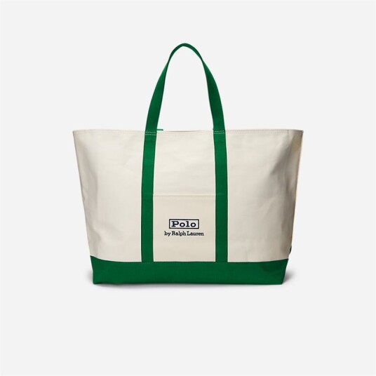 Ralph Lauren Logo-Embroidered Canvas Tote - Hillside Green/ Cream Grønn OS Ralph Lauren Logo-Embroidered Canvas Tote - Hillside Green/ Cream Grønn OS