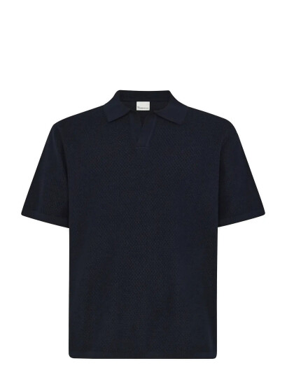 Knowledge Cotton Apparel Knitted Polo   Navy   XXL
