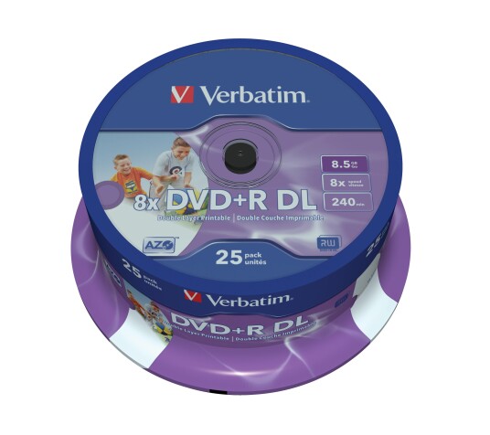 VERBATIM DVD+R 25-pk Spindle 8x Double Layer Wide Printable 8.5GB VERBATIM DVD+R 25-pk Spindle 8x Double Layer Wide Printable 8.5GB