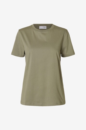 Selected FEMME - Topp slfMyessential SS O-neck Tee - Grønn