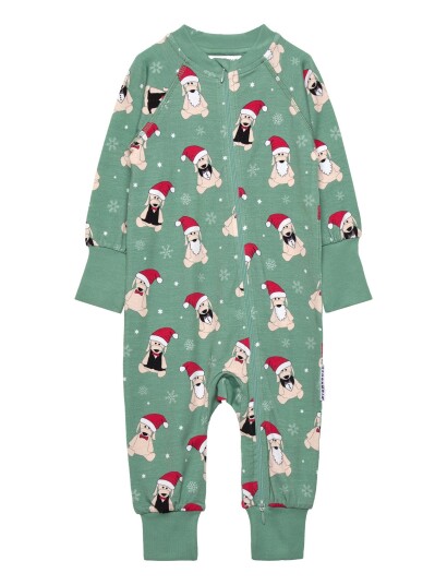 Geggamoja Bamboo Two Way Zip Pyjamas   Green   62/68