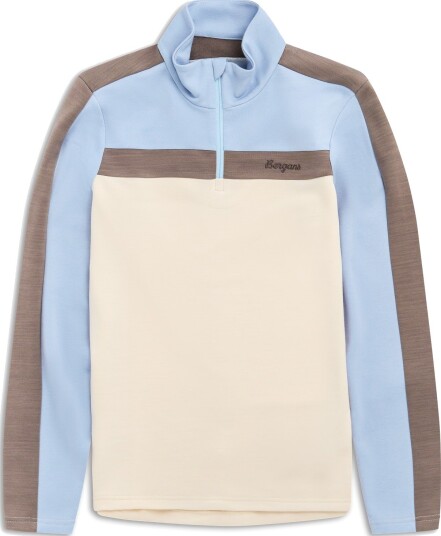 Bergans Uldal Half Zip Ullgenser Dame Creme/Light Dusty Blue M M