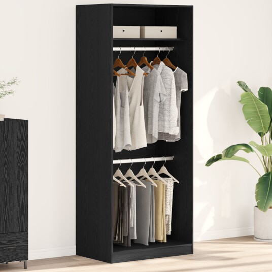 Sort Eik Garderobe 80 x 50 x 200 cm Laget av solid tre