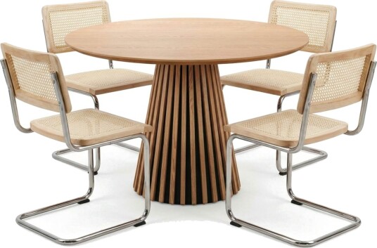 Peyra spisegruppe rund 110 cm eik med 4 Build spisestoler Eik Peyra spisegruppe rund 110 cm eik med 4 Build spisestoler Eik