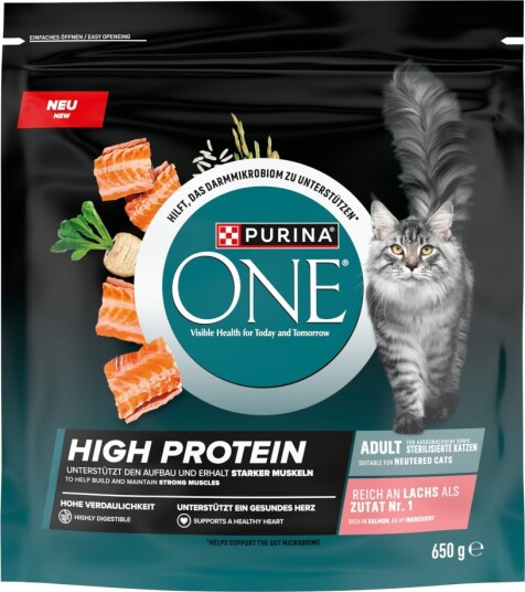 Purina One High Protein Tørrfôr Laks 2x650g