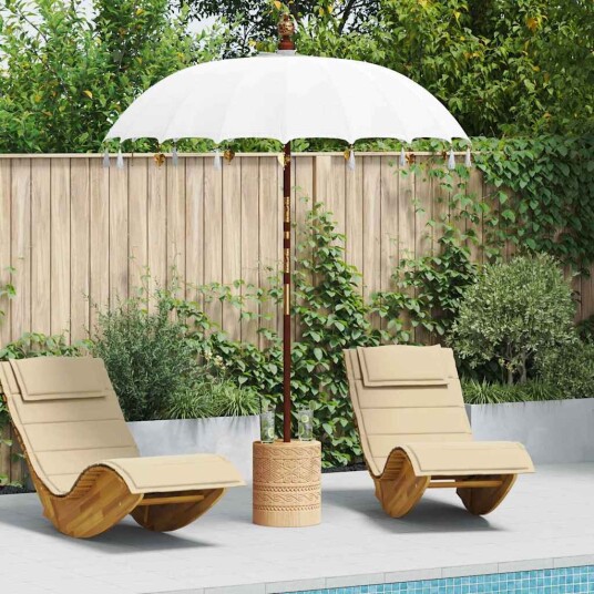 vidaXL Balinesisk parasoll med base Krem 215 x 215 x 260 cm vidaXL Balinesisk parasoll med base Krem 215 x 215 x 260 cm