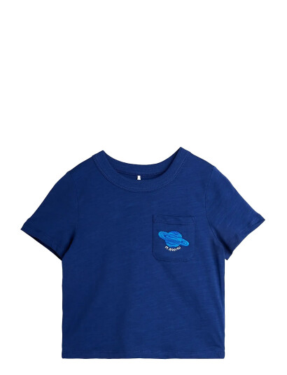 Mini Rodini Planet Emb Ss Tee Blue 116/122