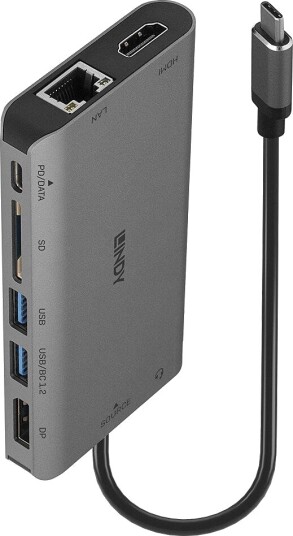 Lindy DST-Mini XT Dokkingstasjon USB-C 2x USB-A DisplayPort HDMI 4K