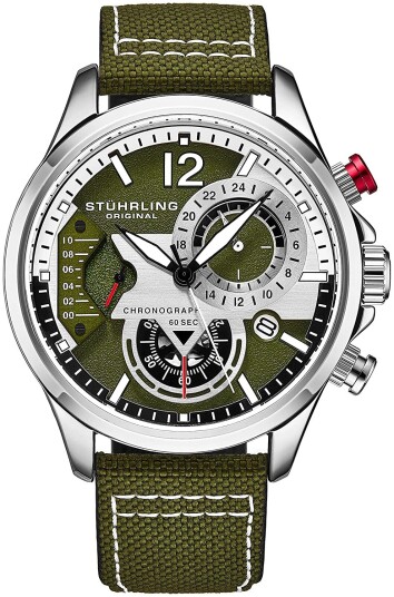 Stührling Original Herreklokke 908.03 Aviator Grønn/Lær Ø45 mm Stührling Original Herreklokke 908.03 Aviator Grønn/Lær Ø45 mm
