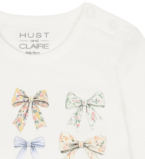 Hust and Claire Body I/e - HCBritt Bow - Ivory m. Buer - Hust and Claire - 68 - Langermet Body - Hvit - 62