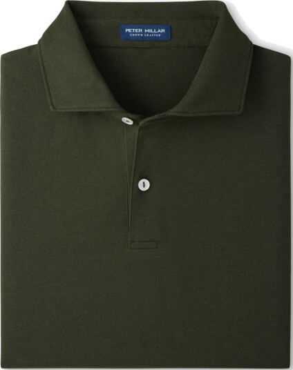 Peter Millar Albatross Cotton Blend Pique Polo Golf pologenser herre Dark Olive Small