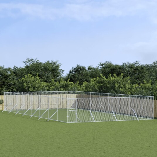  Utendørs Hundekennel Sølv 8X16X2 M Galvanisert Stål 3190466