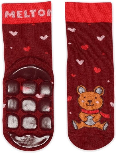 Melton Teddy Socks - Anti-Slip - SUNDRIED TOMATO - 27/30
