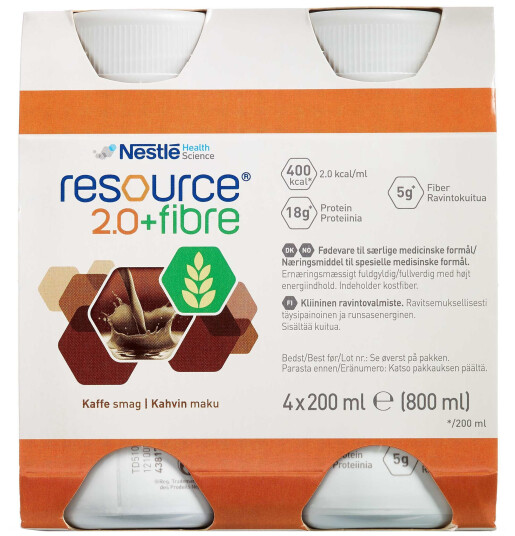 Resource 2,0 + Fibre næringsdrikk kaffe, 4x200 ml Resource 2,0 + Fibre næringsdrikk kaffe, 4x200 ml