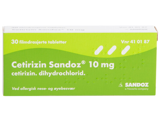 Cetirizin Sandoz 10mg 30 tabletter Cetirizin Sandoz 10mg 30 tabletter